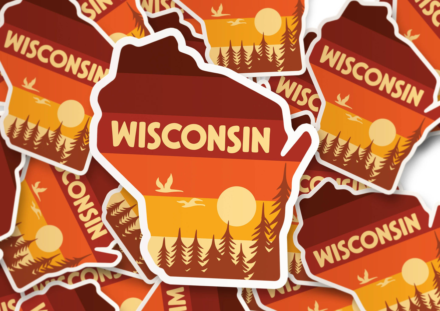 Wisconsin Forest Ombre Vinyl Sticker -