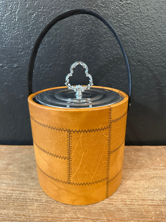 Vintage Faux Leather Patchwork Ice Bucket