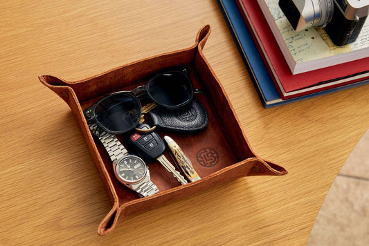 Square Leather Valet Tray