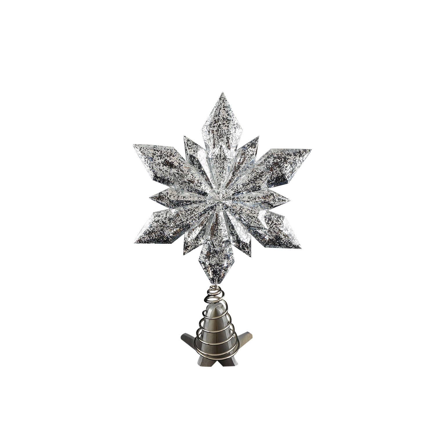 Mercury Silver Snowflake Tree Topper