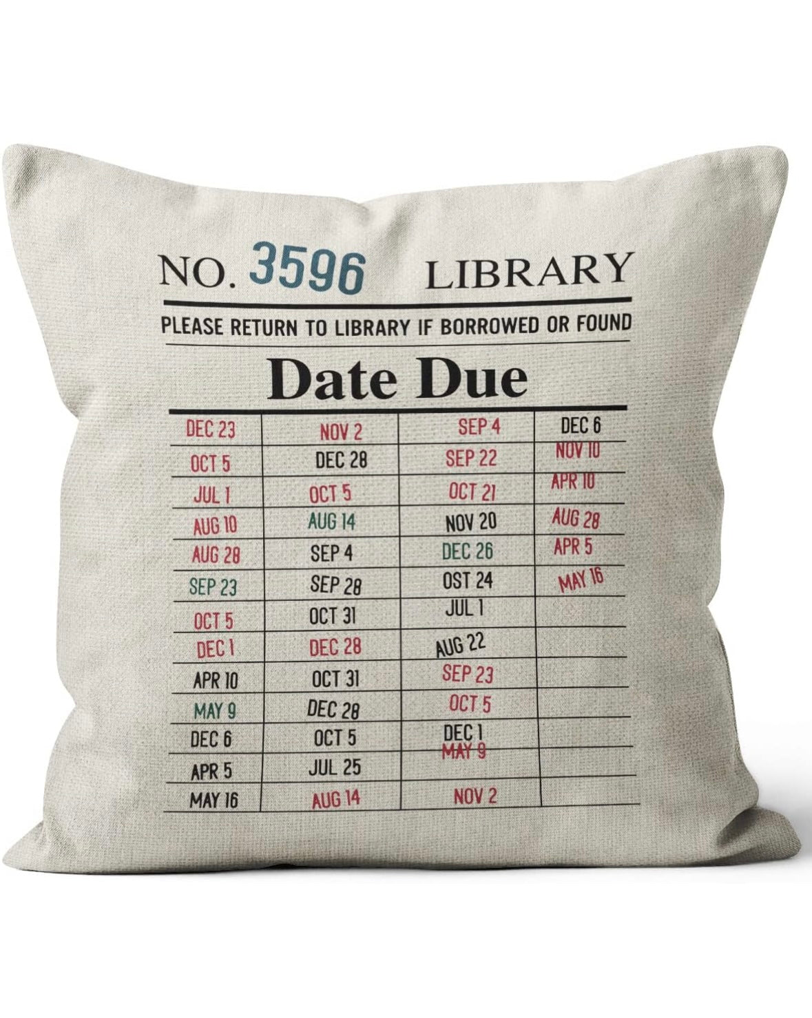 Library Card Pillow