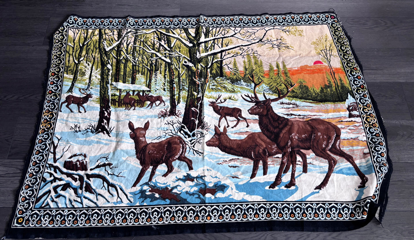 Vintage Italian Winter Deer Tapestry