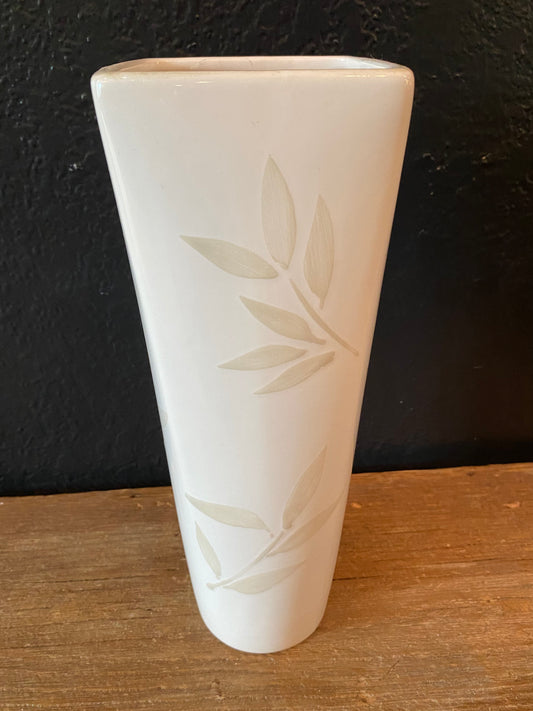 White Vase ~ Leaf Design