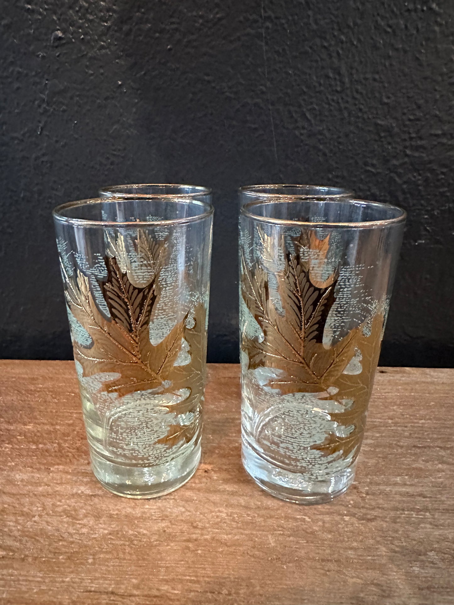 Set of 4 Gold Leaf Hiball Glasses