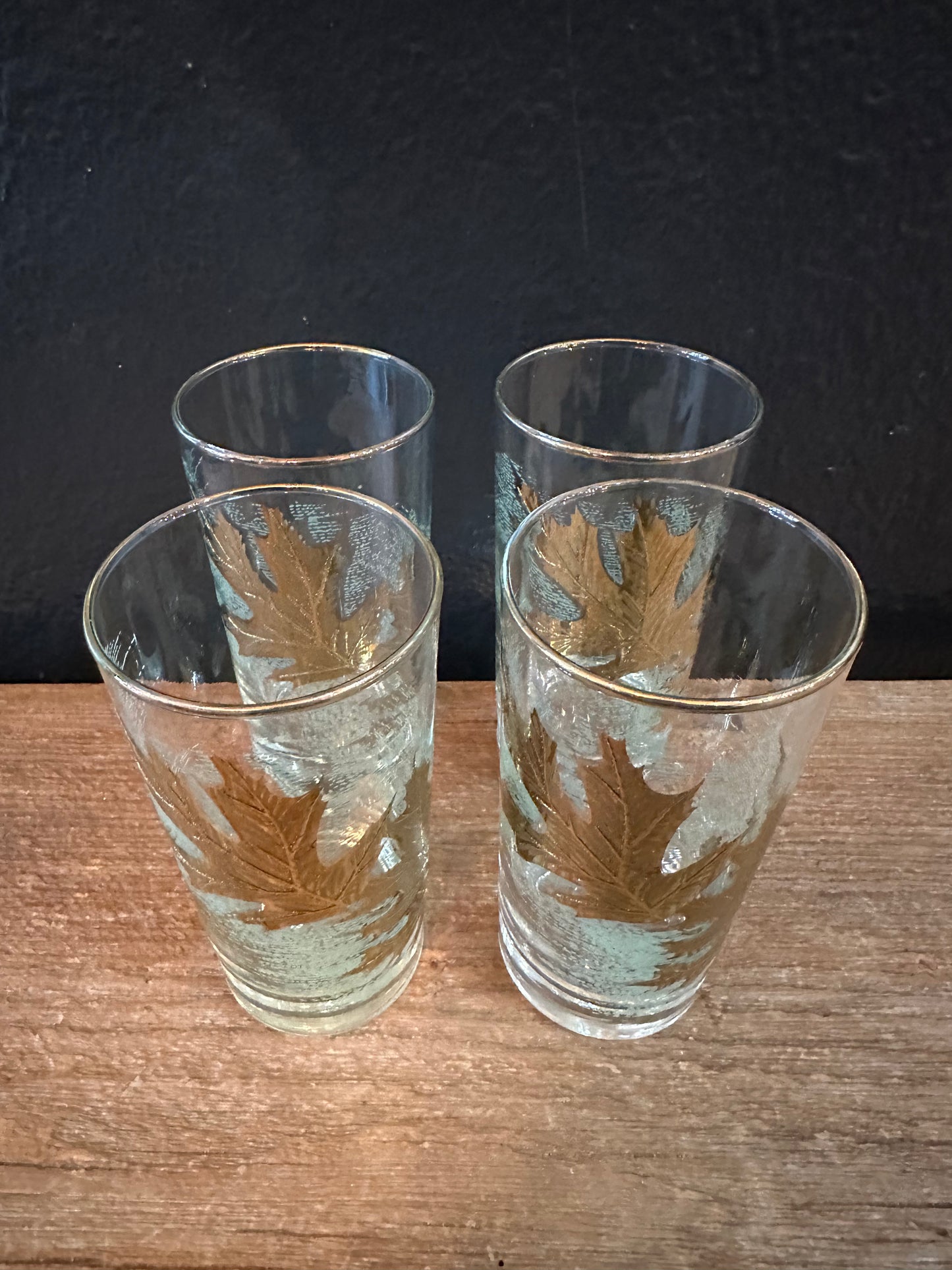 Set of 4 Gold Leaf Hiball Glasses