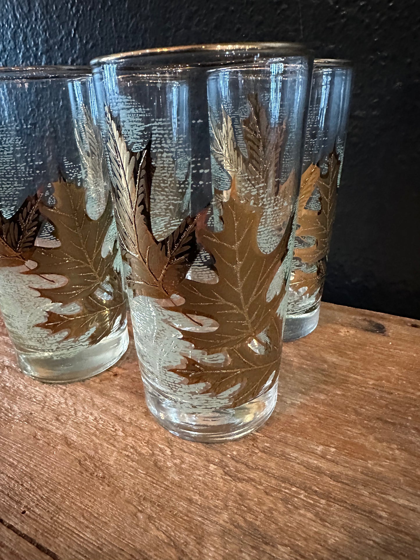 Set of 4 Gold Leaf Hiball Glasses