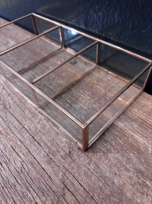 Rose Gold & Glass Divided Tray