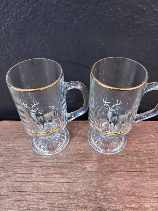 Raedeke Whitetail Deer Pedestal Glasses ~ Pair