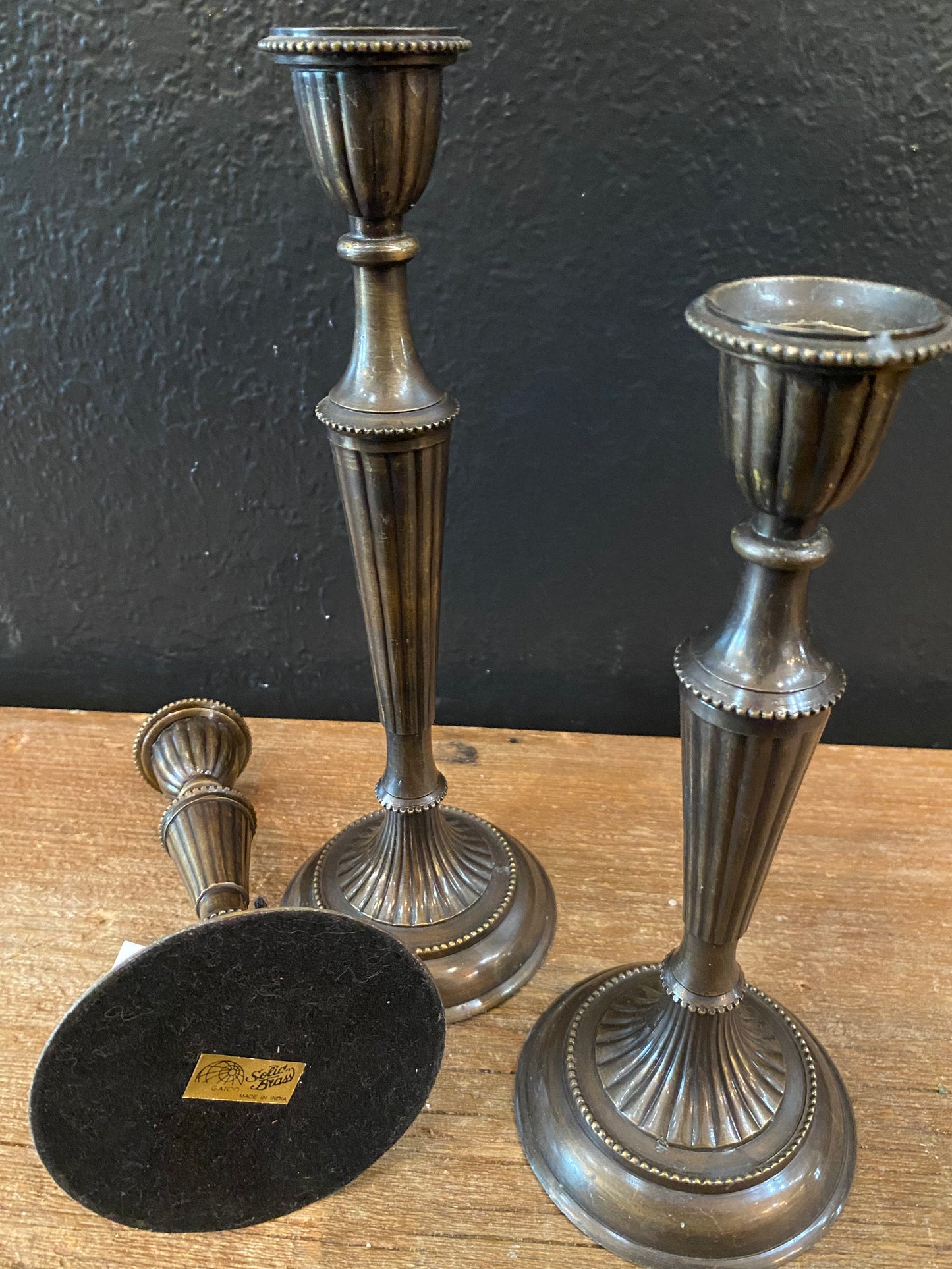 Set of 3 Brass Candlesticks