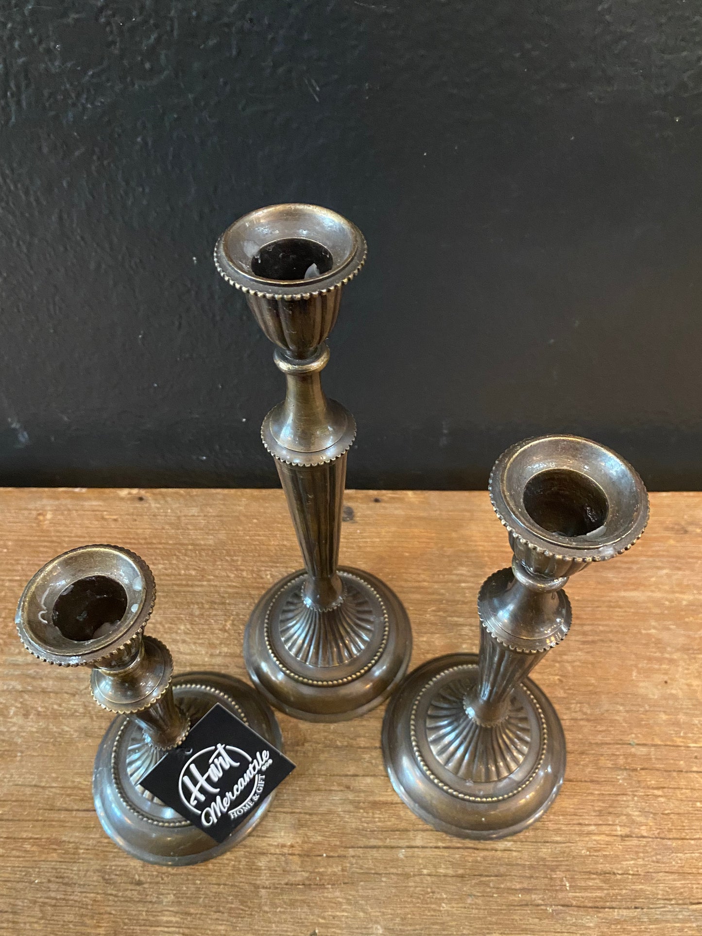 Set of 3 Brass Candlesticks