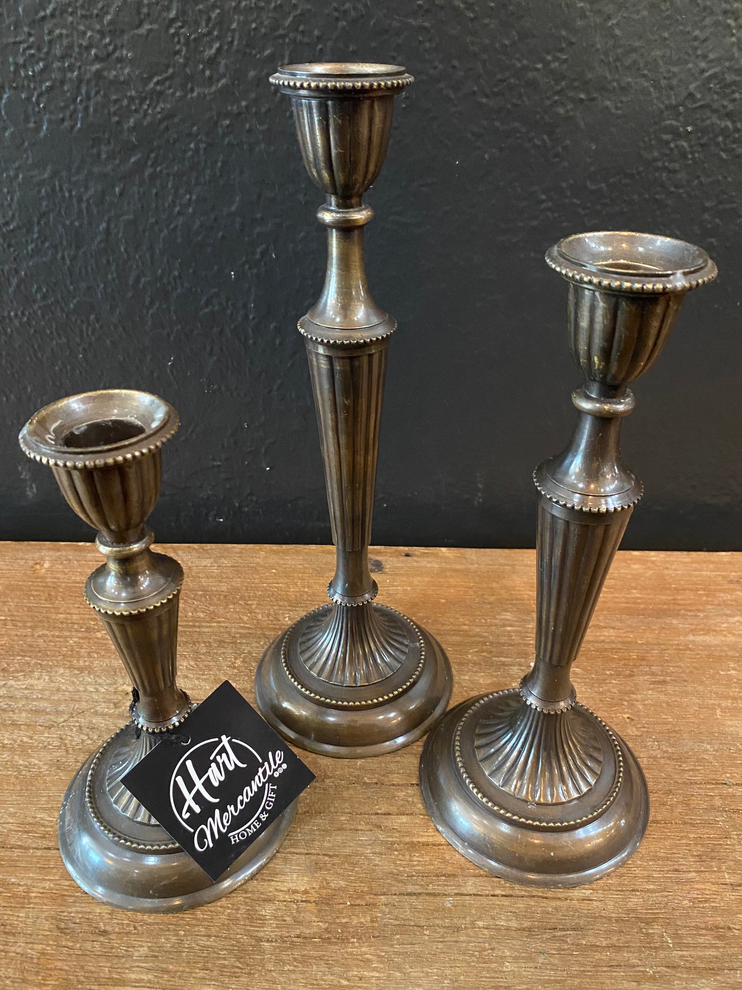 Set of 3 Brass Candlesticks