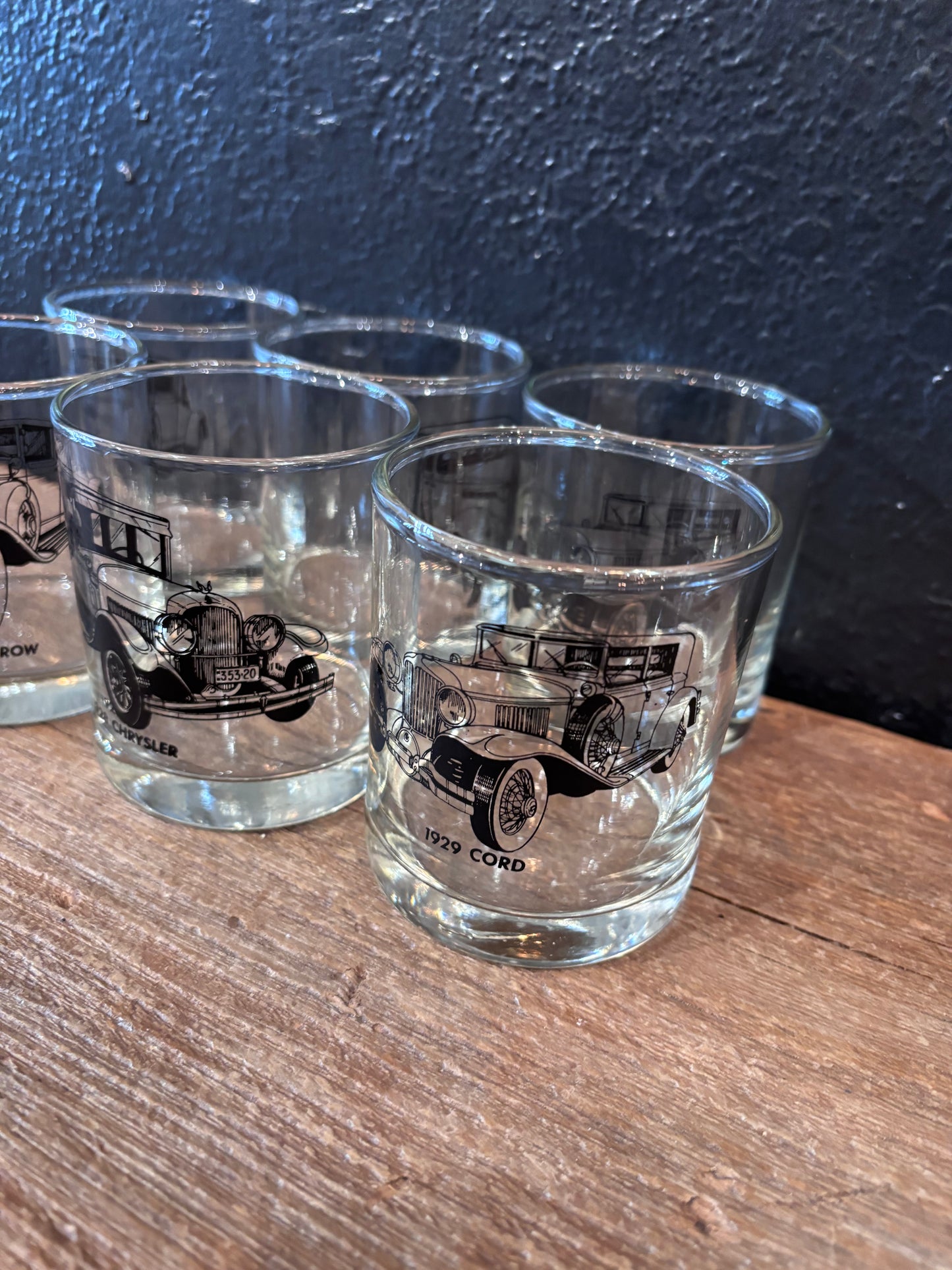 Vintage Rocks Glasses|Antique Automobile|Set of 6