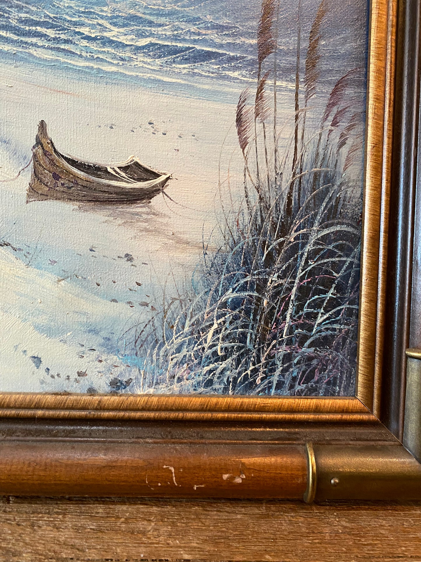 Vintage Oil Painting | Boat On Beach