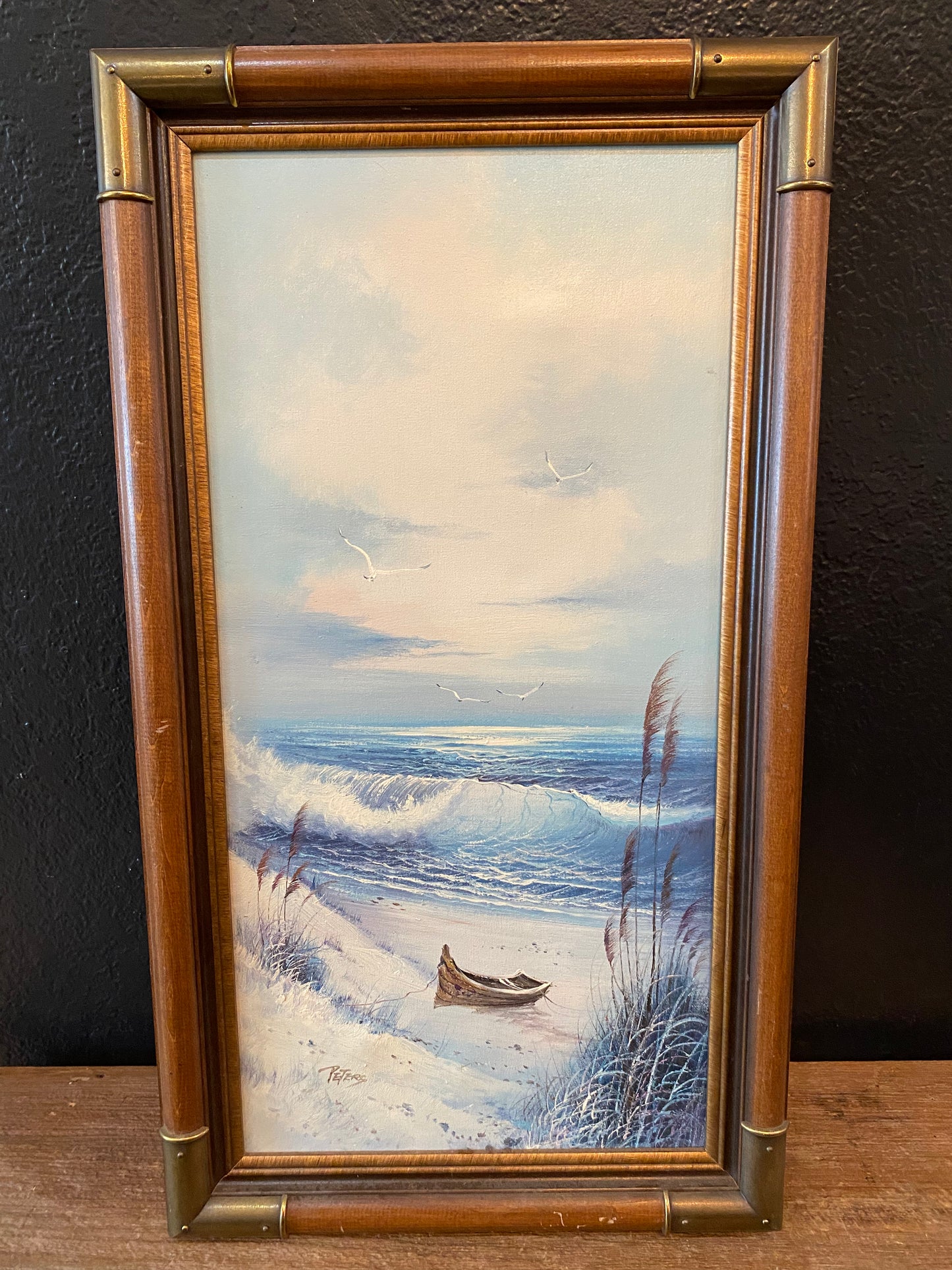 Vintage Oil Painting | Boat On Beach