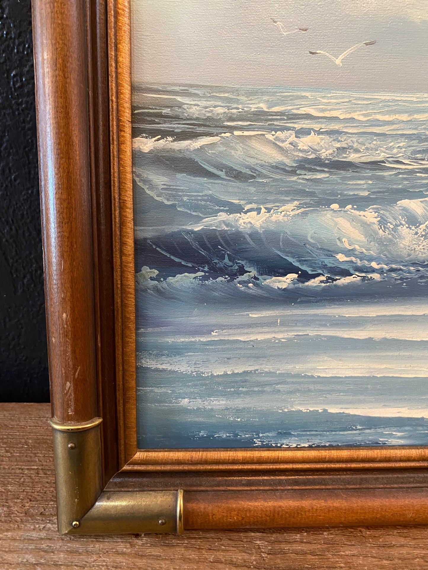 Vintage Oil Painting | Seagulls With Waves