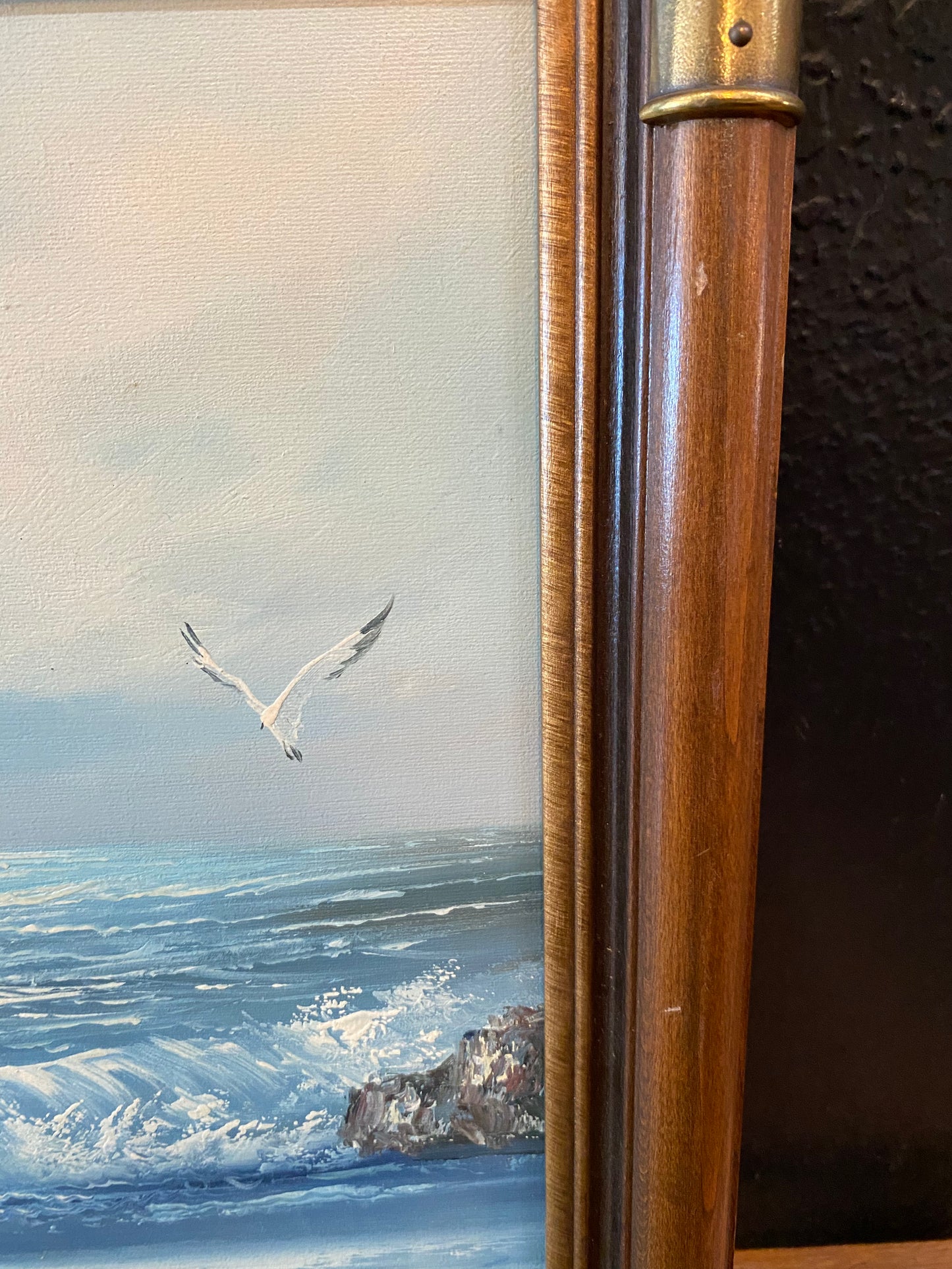 Vintage Oil Painting | Seagulls With Waves