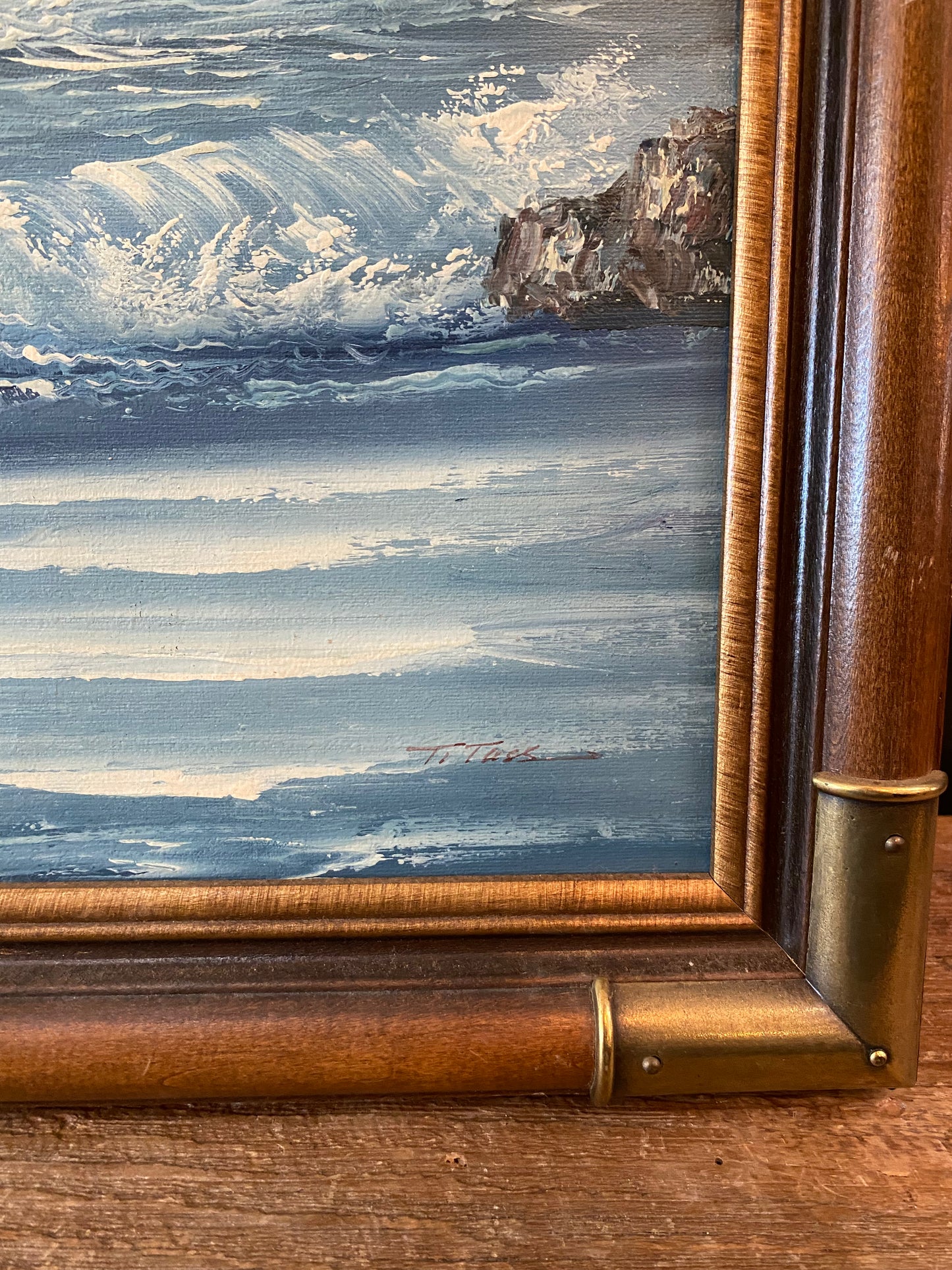 Vintage Oil Painting | Seagulls With Waves