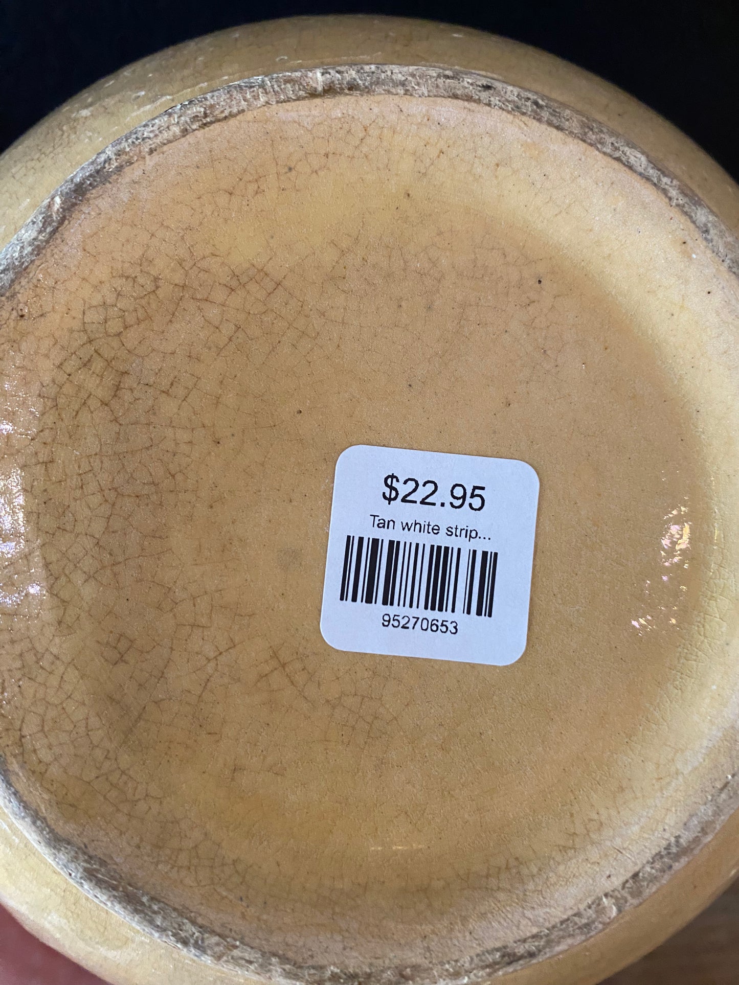 Antique Yellowware Striped Bowl