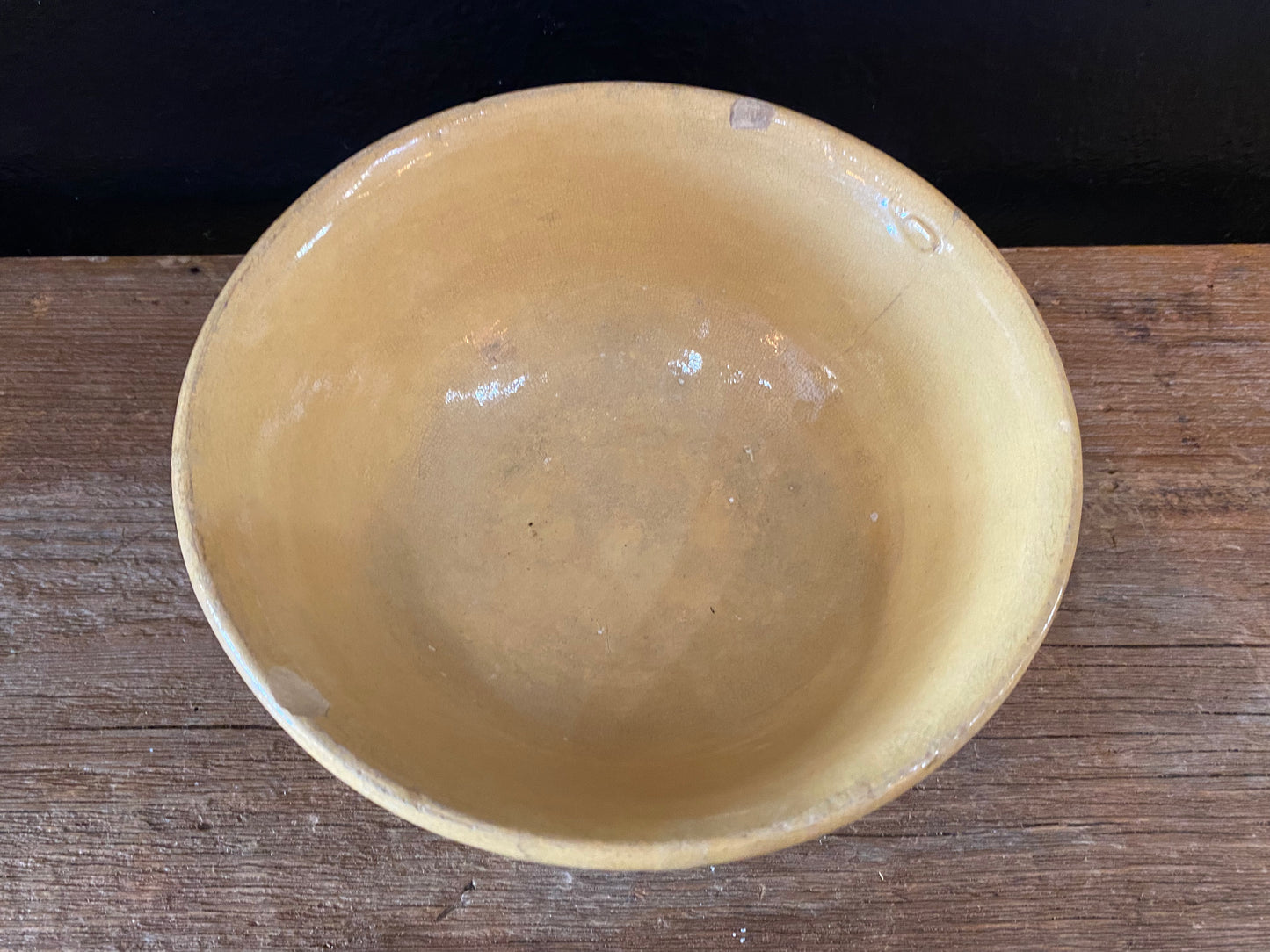 Antique Yellowware Striped Bowl