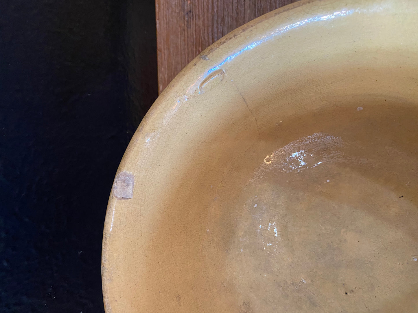 Antique Yellowware Striped Bowl