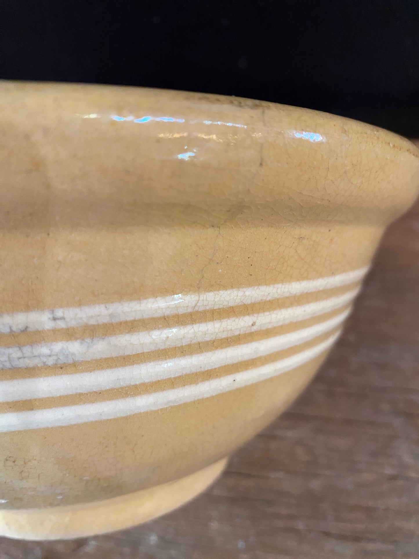 Antique Yellowware Striped Bowl