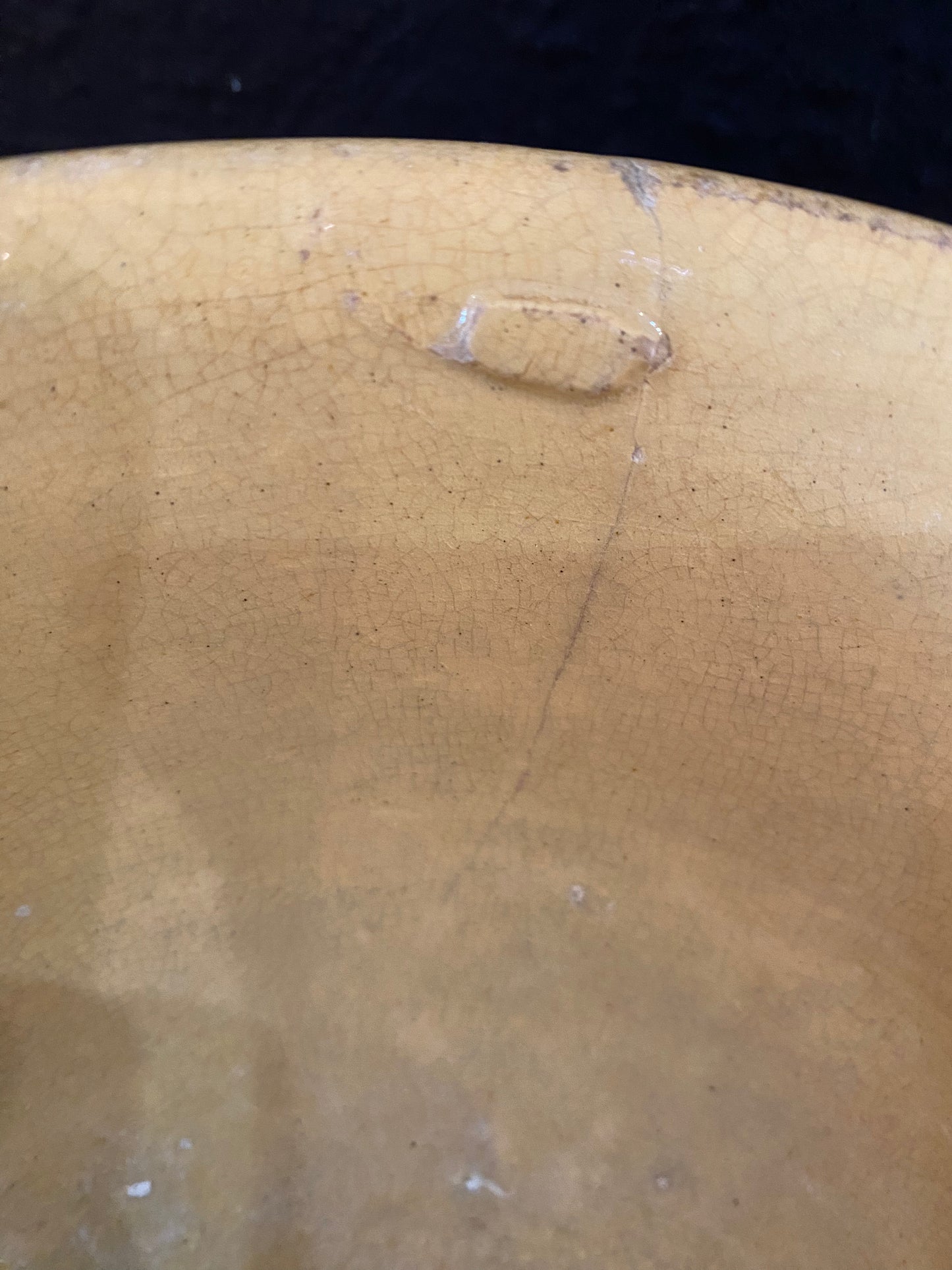 Antique Yellowware Striped Bowl