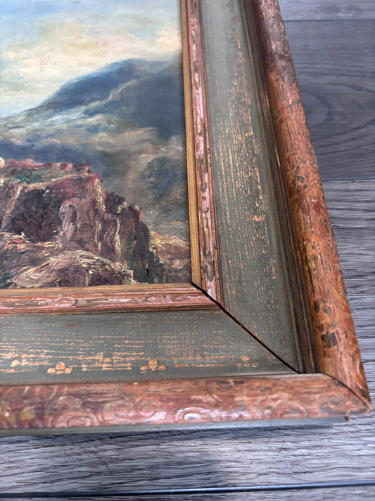Antique Original Oil Painting | Highland Sheep on Hillside