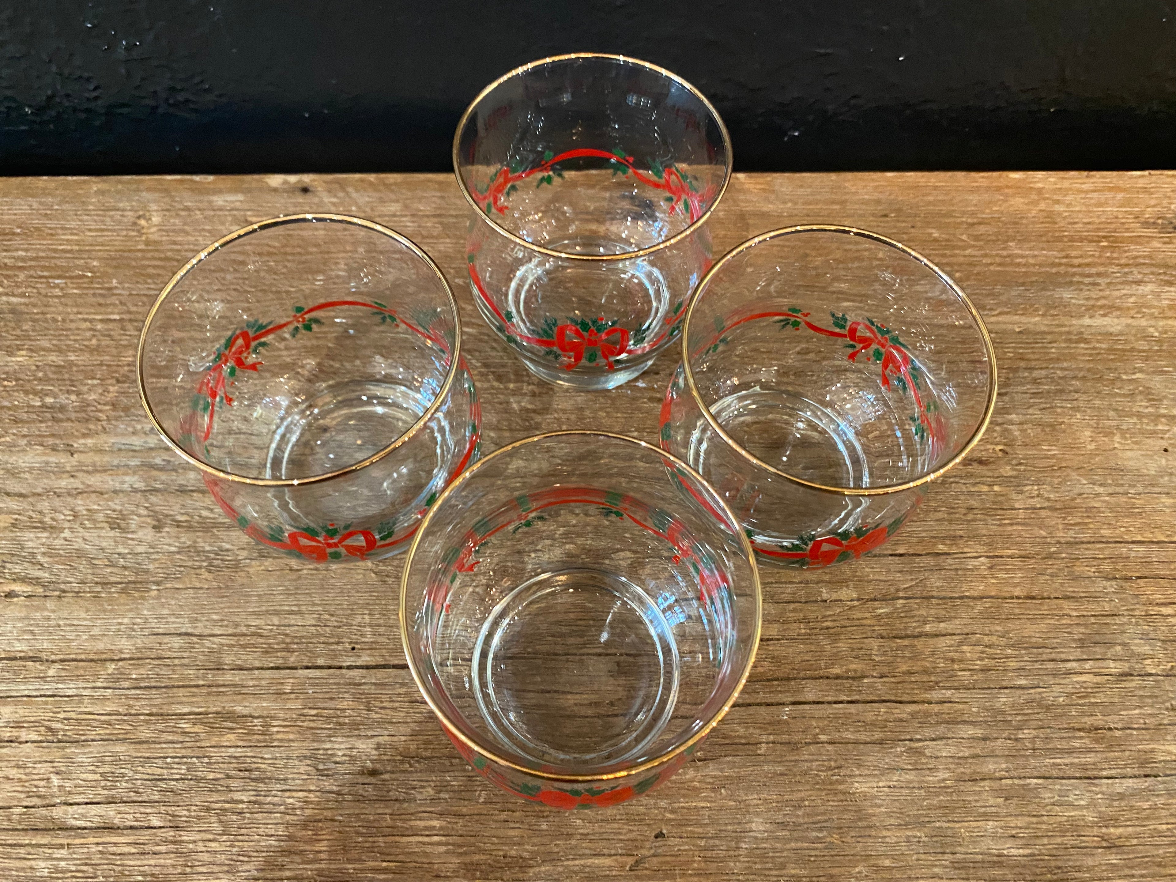 Vintage Libbey Christmas Bow Rocks Glasses | Set Of Four