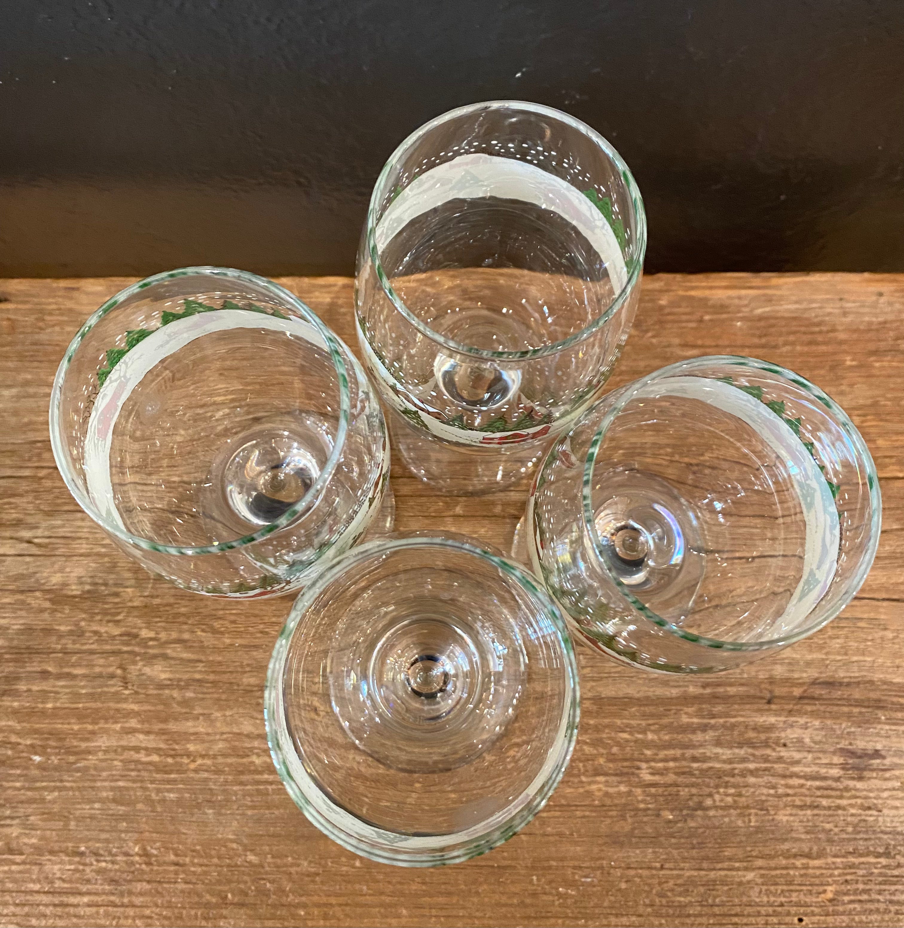 Christmas Village Wine Glasses | Set Of Four
