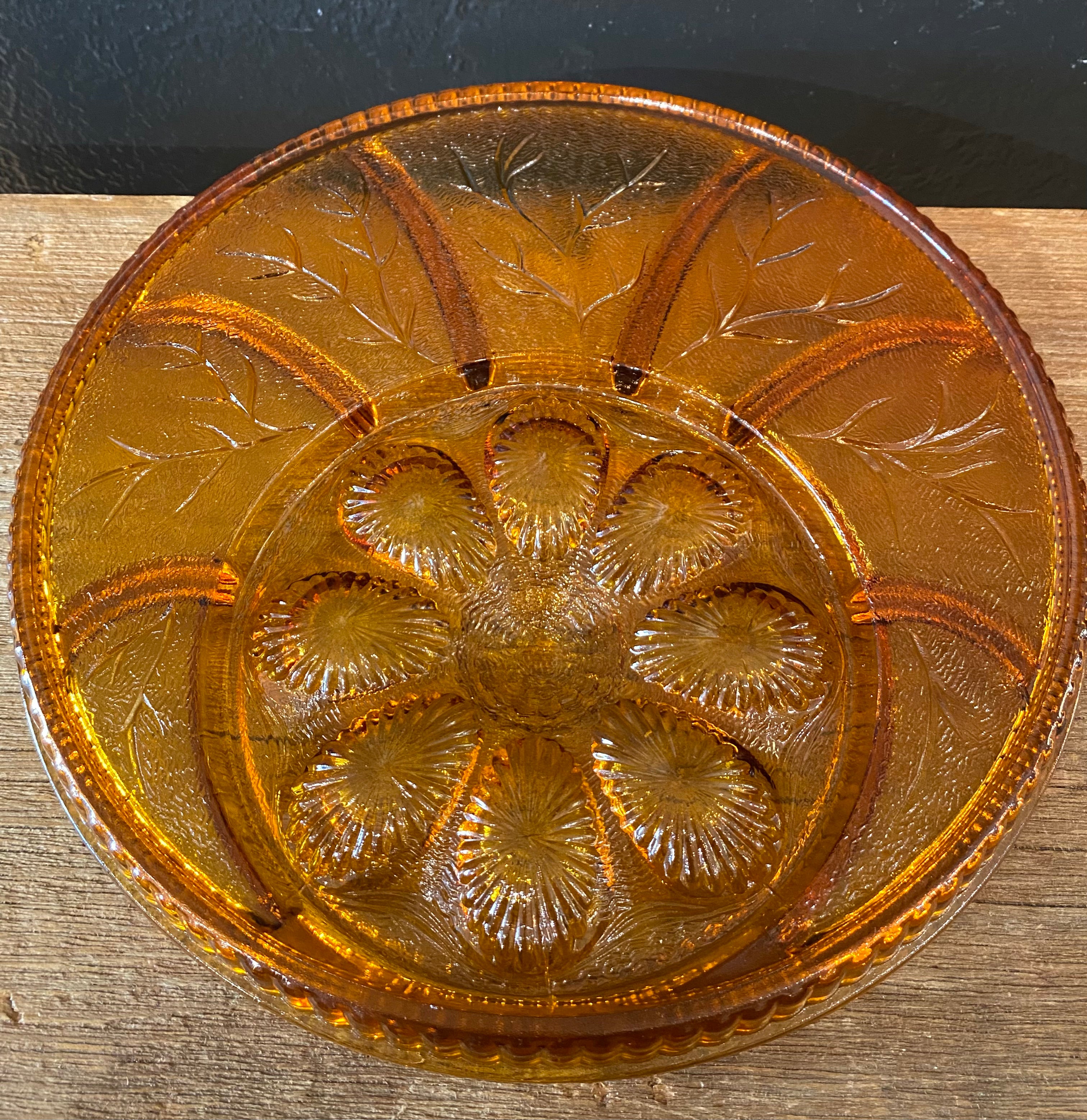 Amber Indiana Glass Egg/Serving Platter