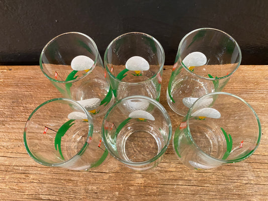 Vintage Golf Themed Glasses | Set Of Six