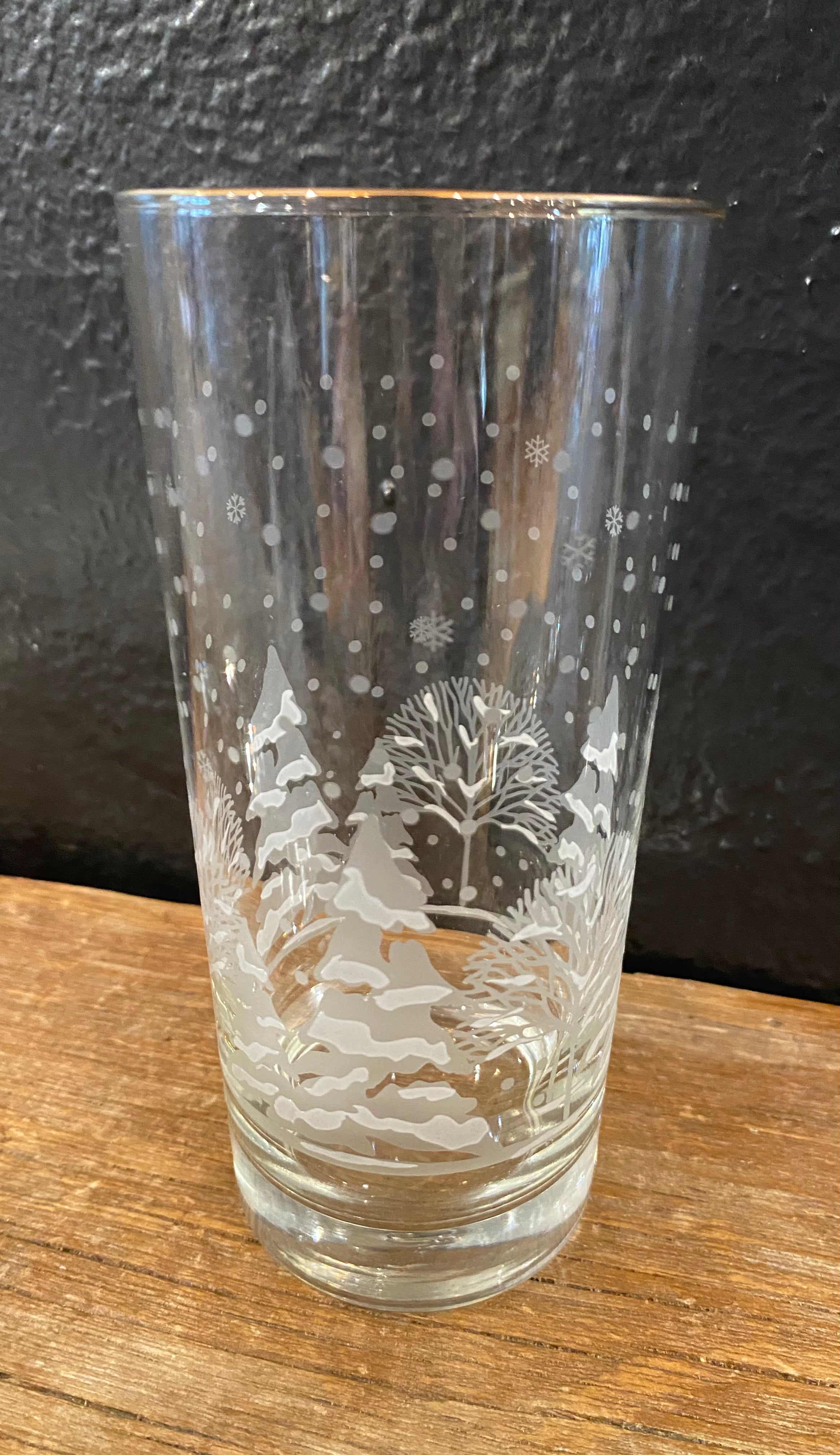 Vintage Snowy Winter Scene Glasses | Set Of Six