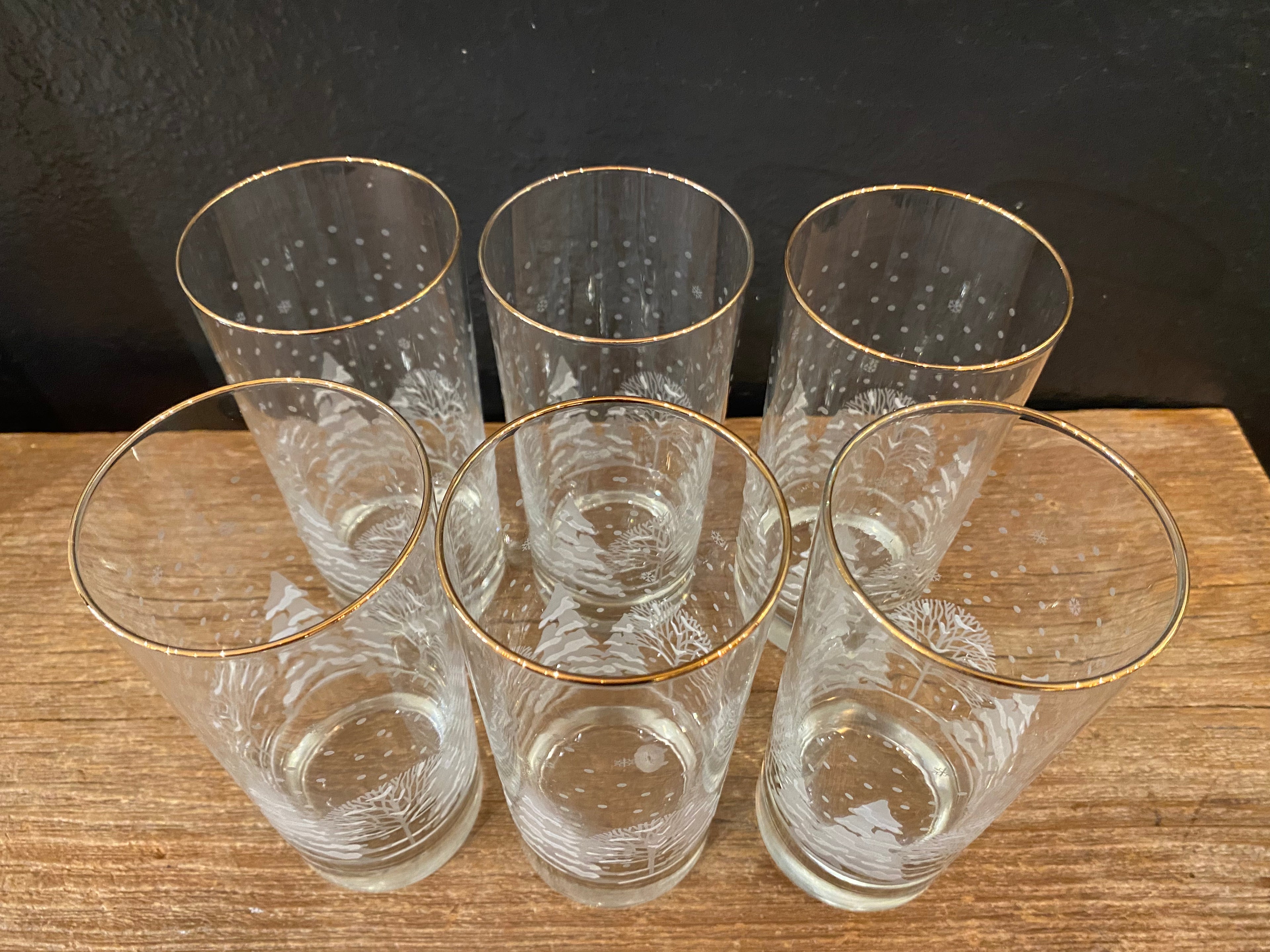 Vintage Snowy Winter Scene Glasses | Set Of Six