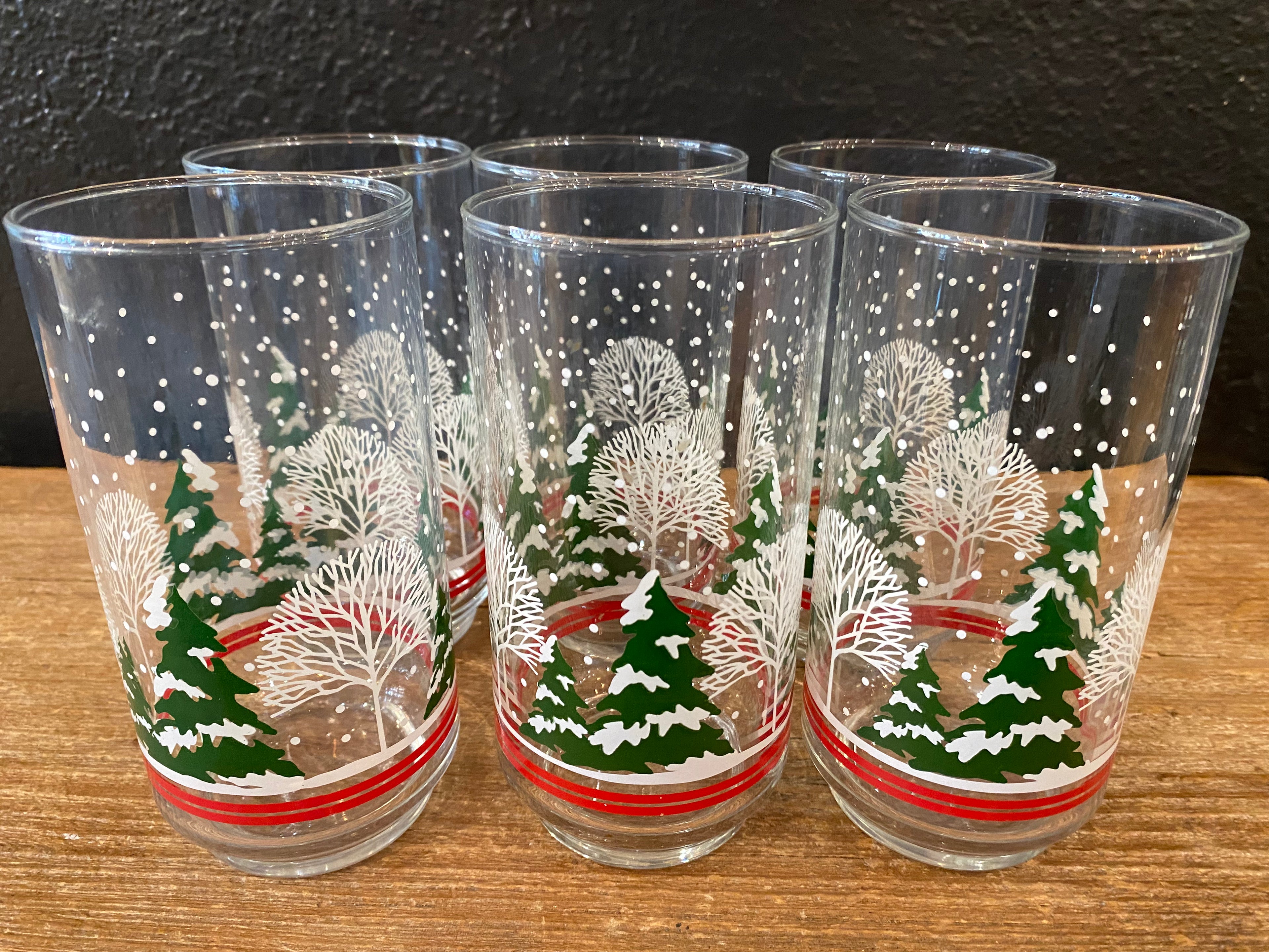 Vintage Winter Wonderland Glasses | Set Of Six