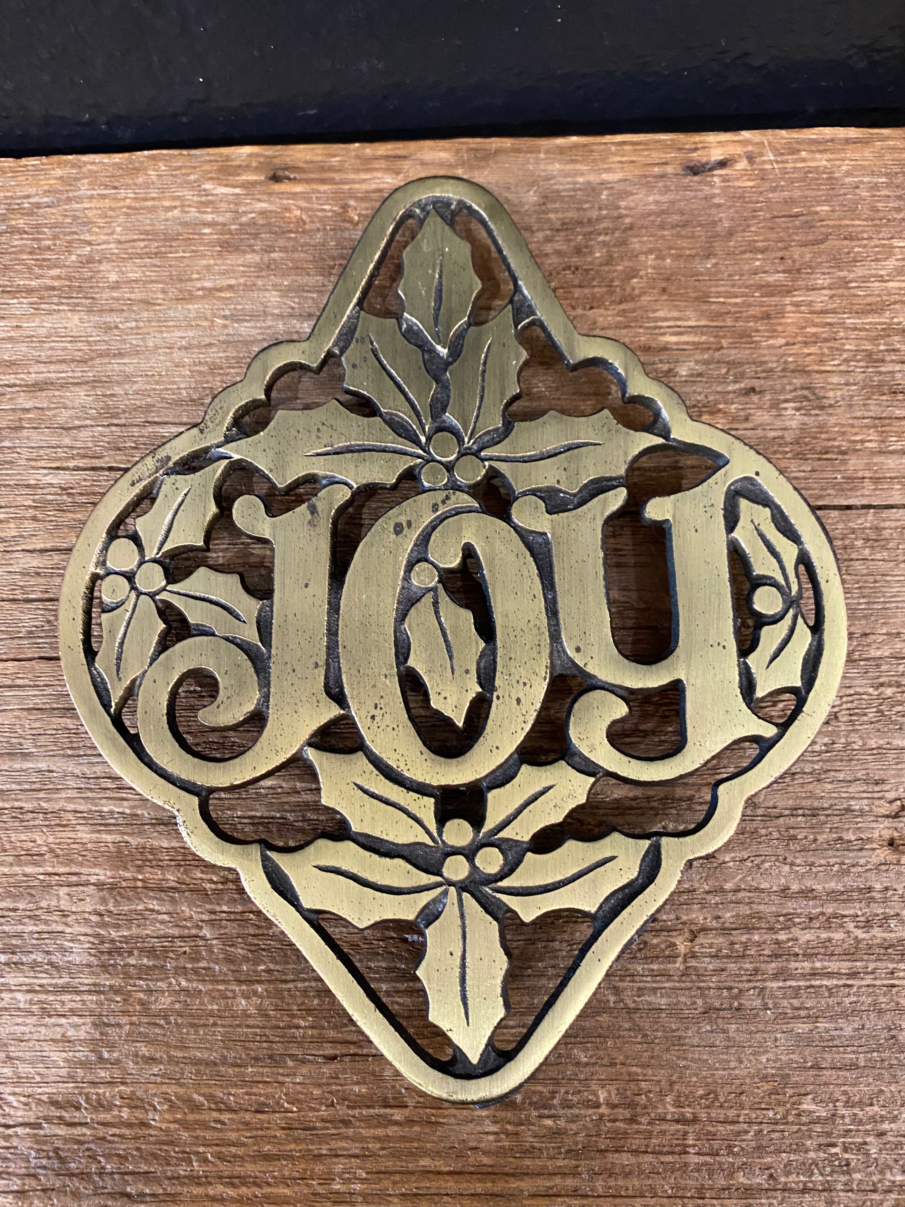 Vintage Brass Joy Trivet