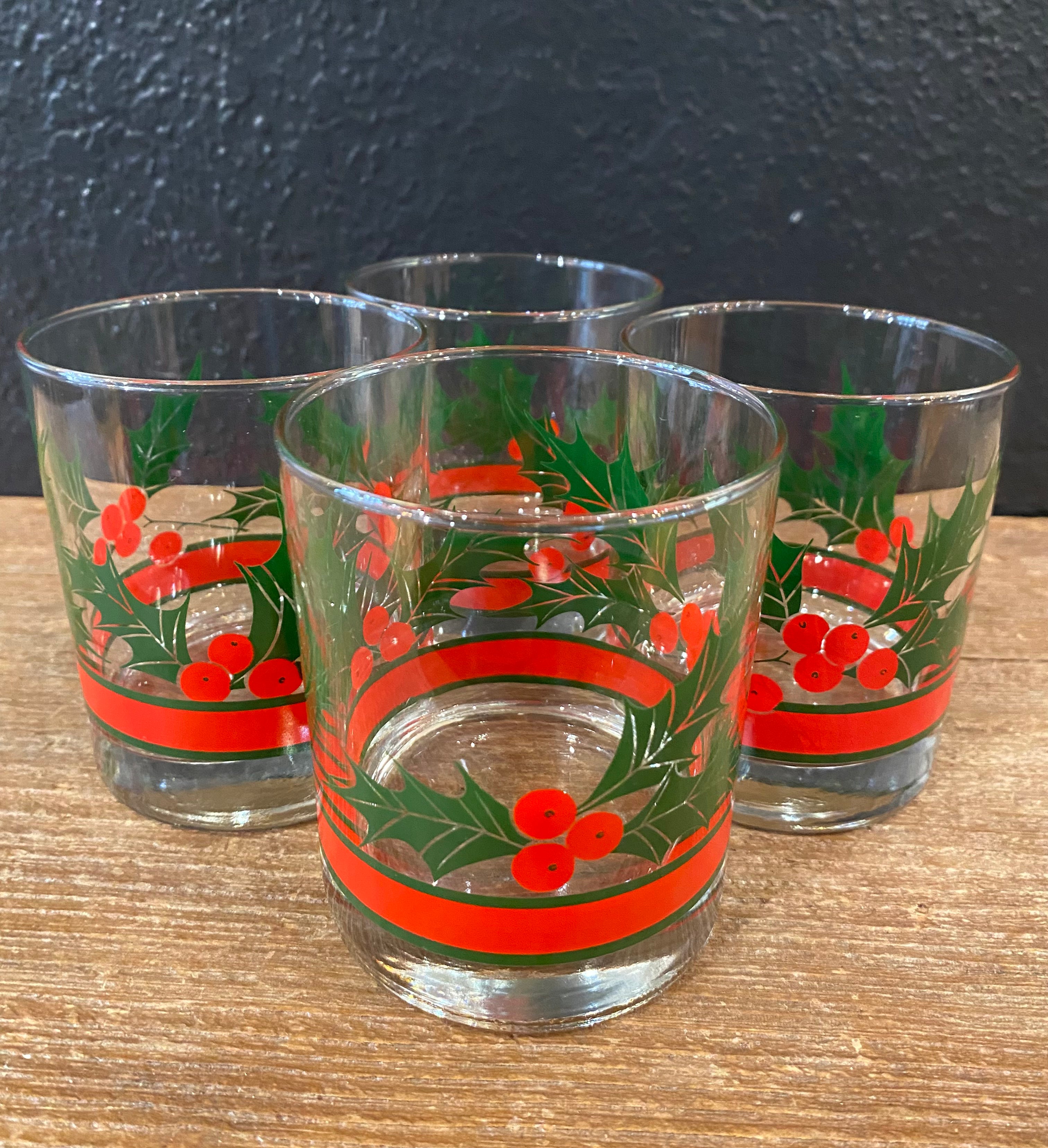 Holly Berry Rocks Glasses | Set Of Four