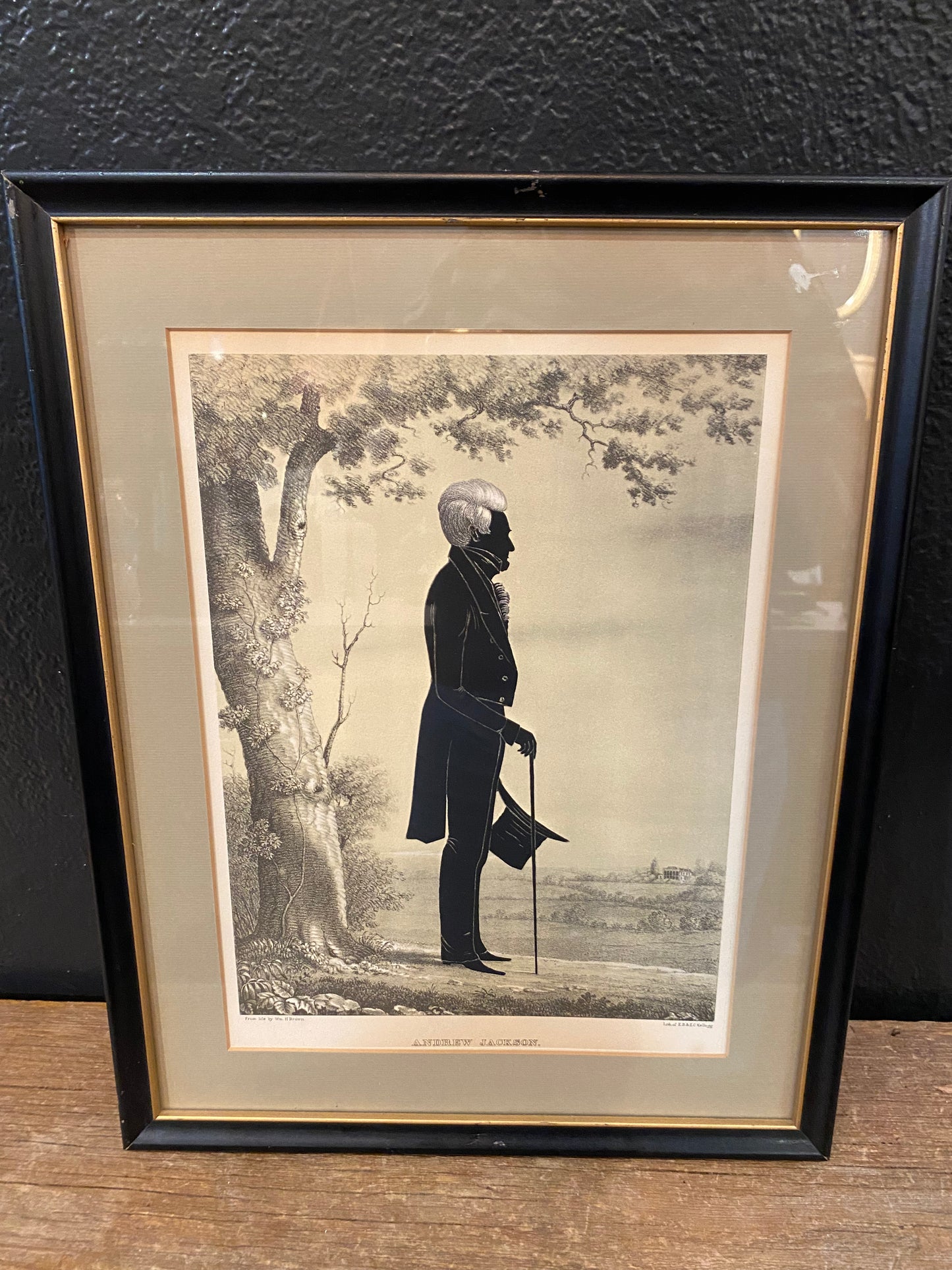 Antique Andrew Jackson Lithograph Silhouette Picture