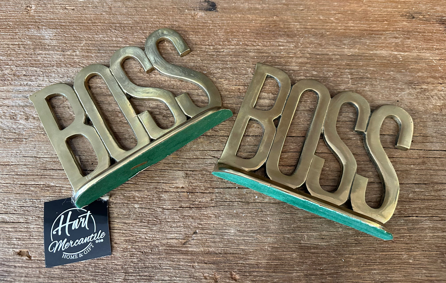 Brass “Boss” Book Ends