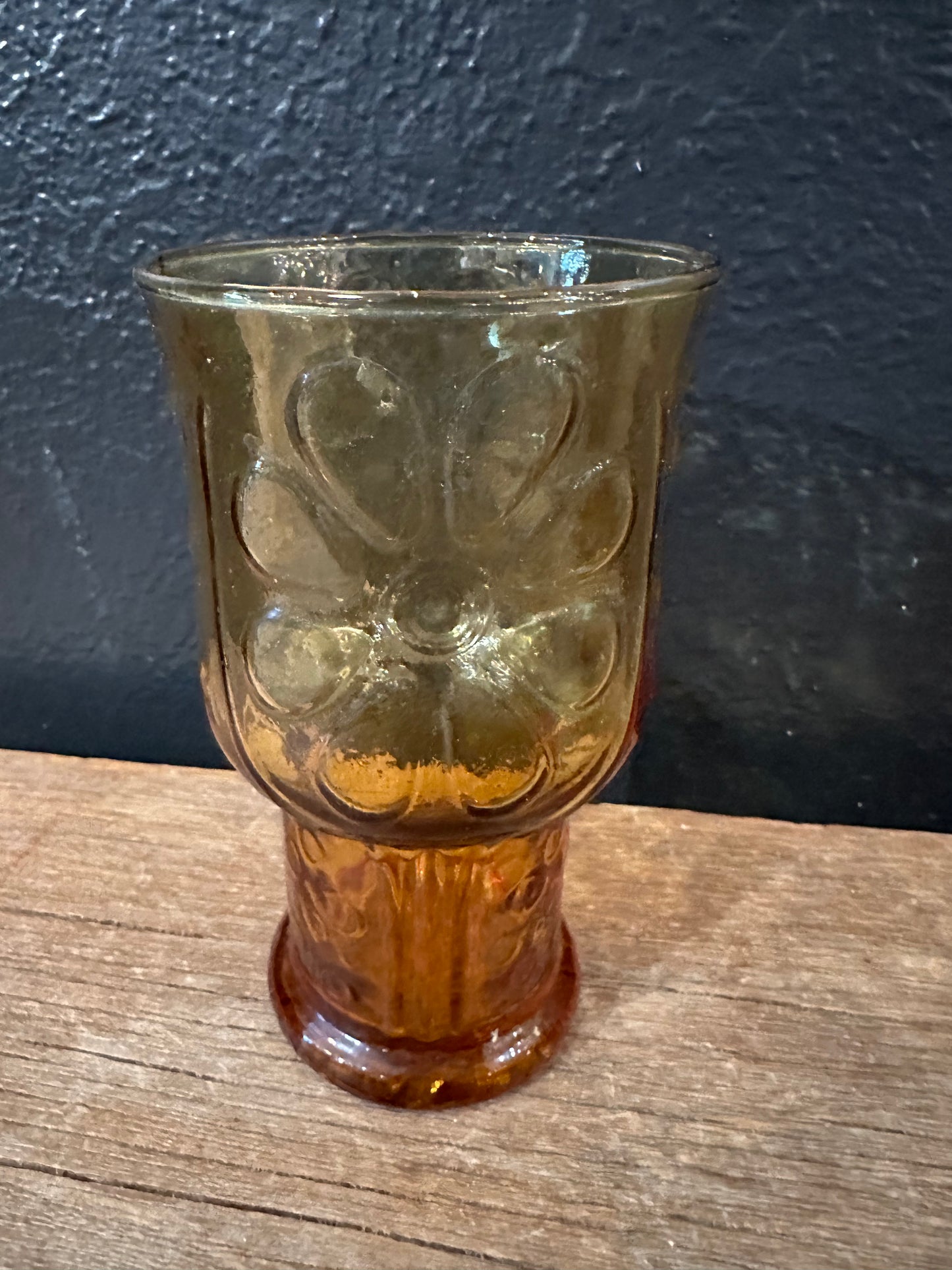 Vintage ‘Country Garden’ Amber Glasses | Set of 4