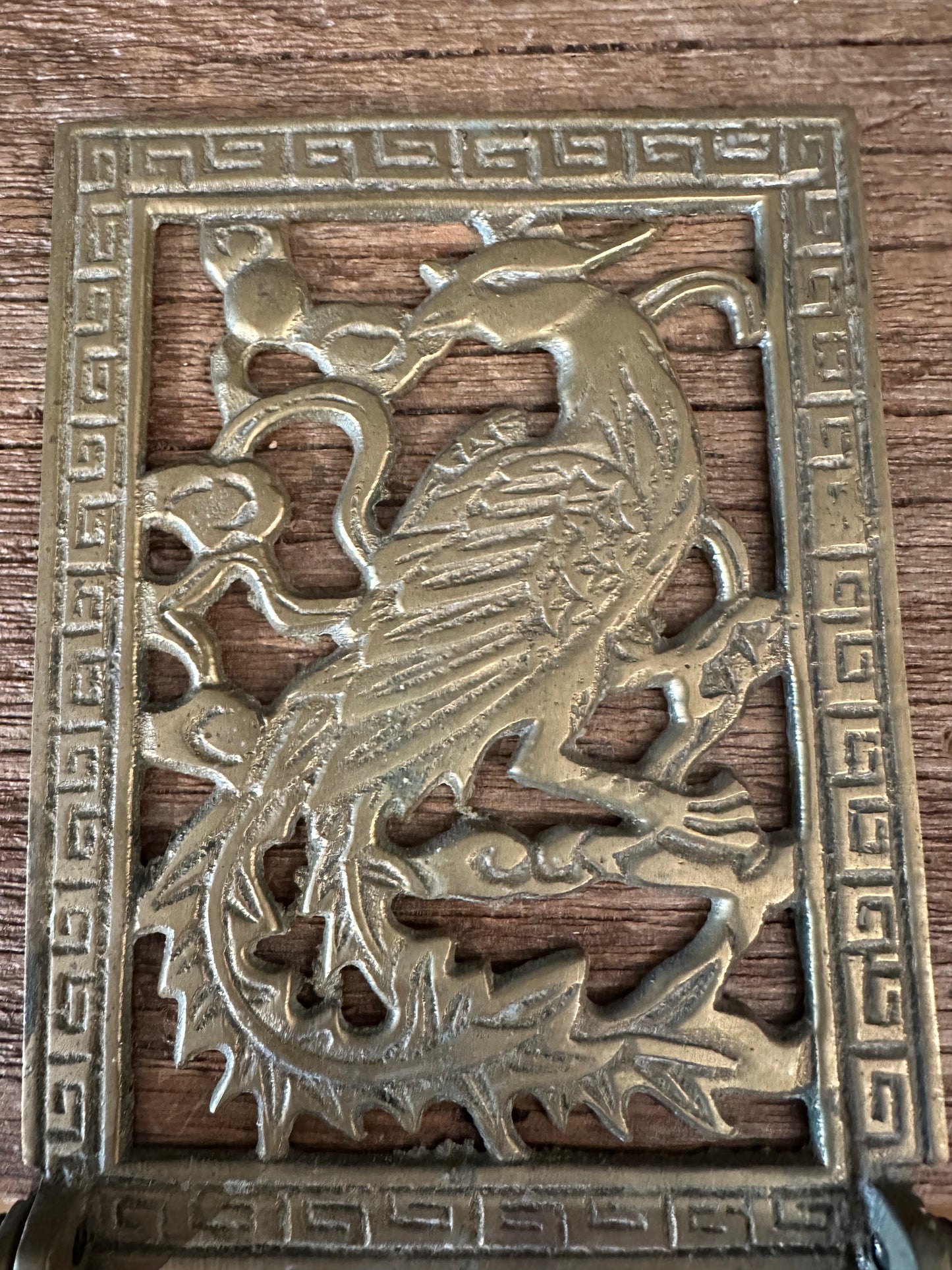 Vintage Brass Phoenix Bookend