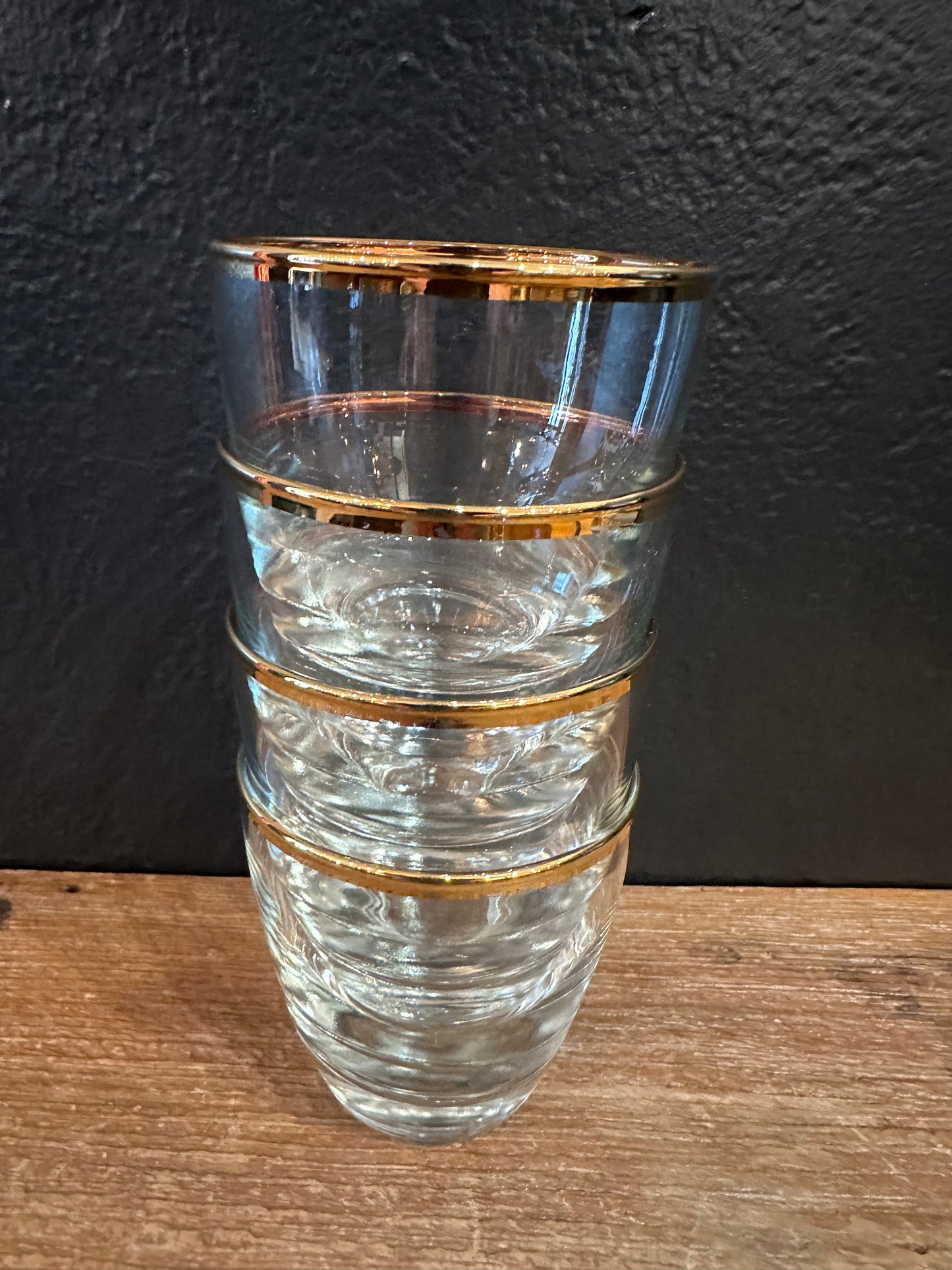 Vintage Libbey Rocks Glasses | Gold Trim | Set Of Four