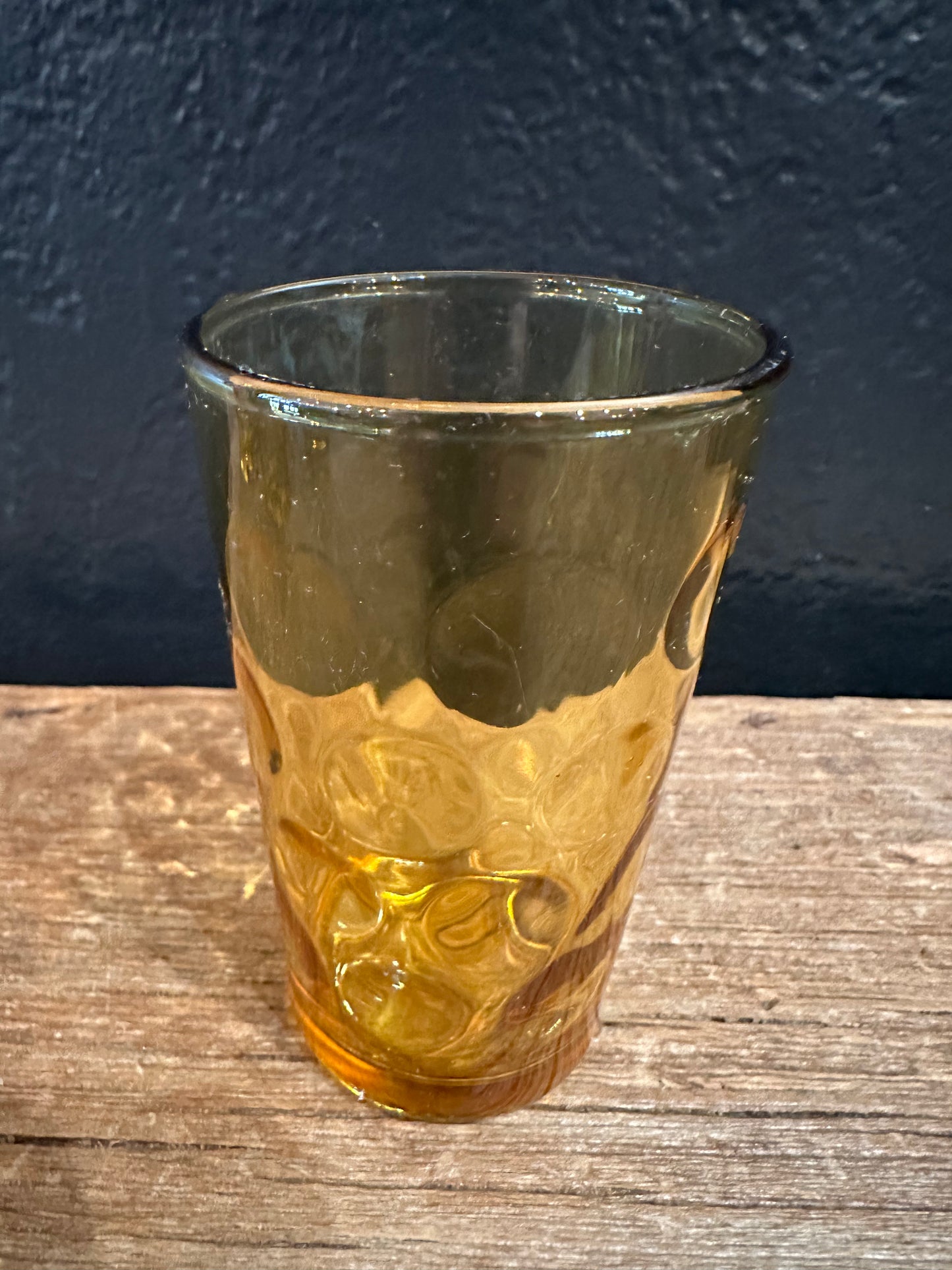 Vintage MCM Hazel Atlas Amber Polka Dot Juice Glasses