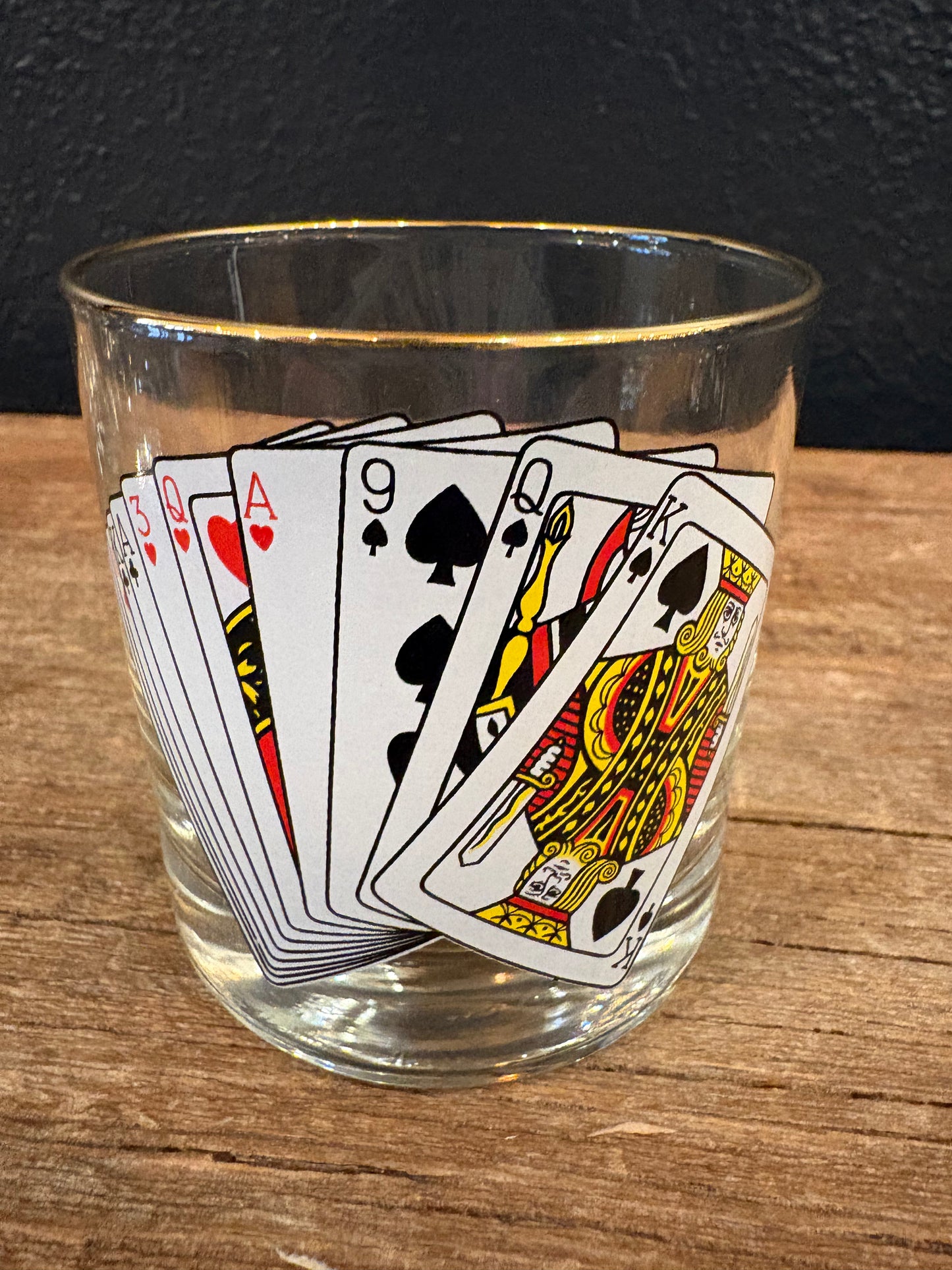 Vintage Poker Themed Rocks Glasses