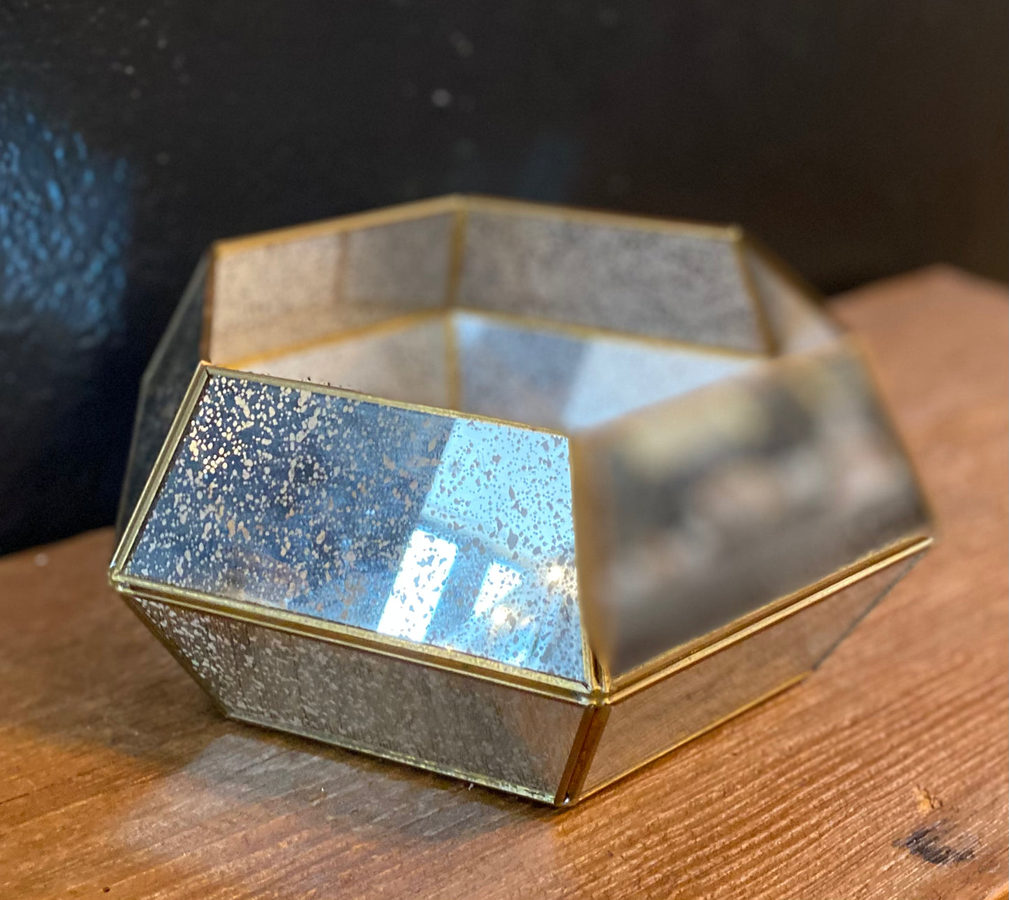 Hexagon Mercury Glass Dish