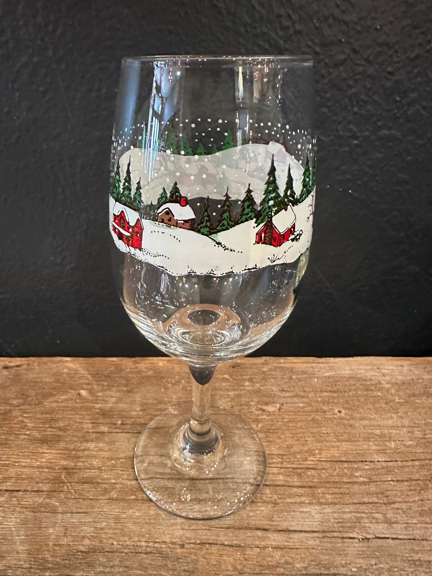 Vintage Winter Scene Wine Glasses | Set Of 4