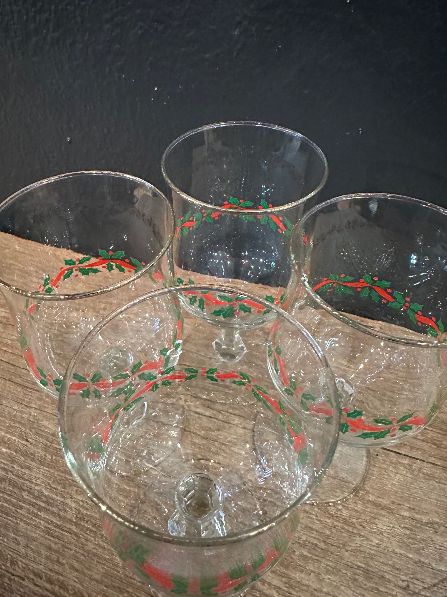 Vintage Libbey Holly Berry Wine Glasses | Set Of 4
