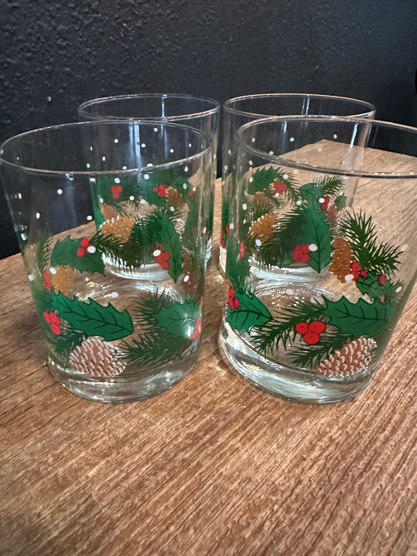 Vintage Rocks Glasses | Pinecone Themed | Set Of 4