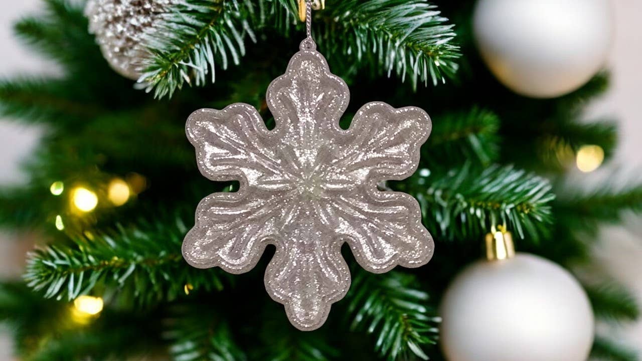 Glitter Platinum Snowflake Ornament