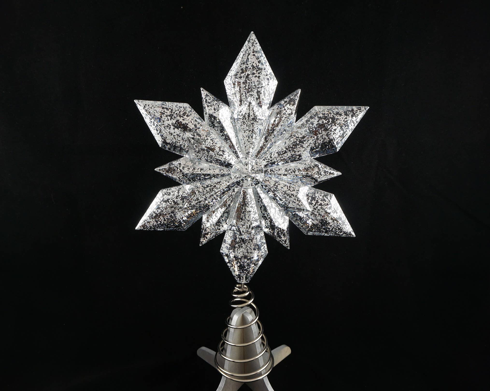 Mercury Silver Snowflake Tree Topper