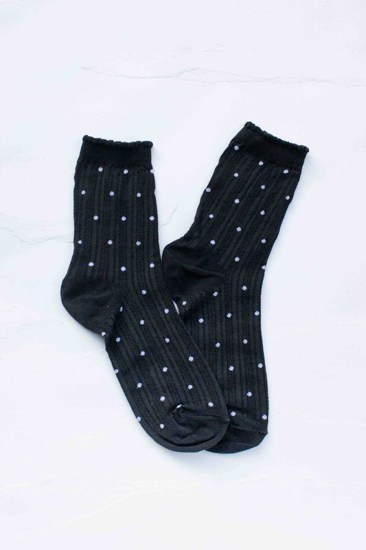 Polka Dot Ribbed Crew Socks